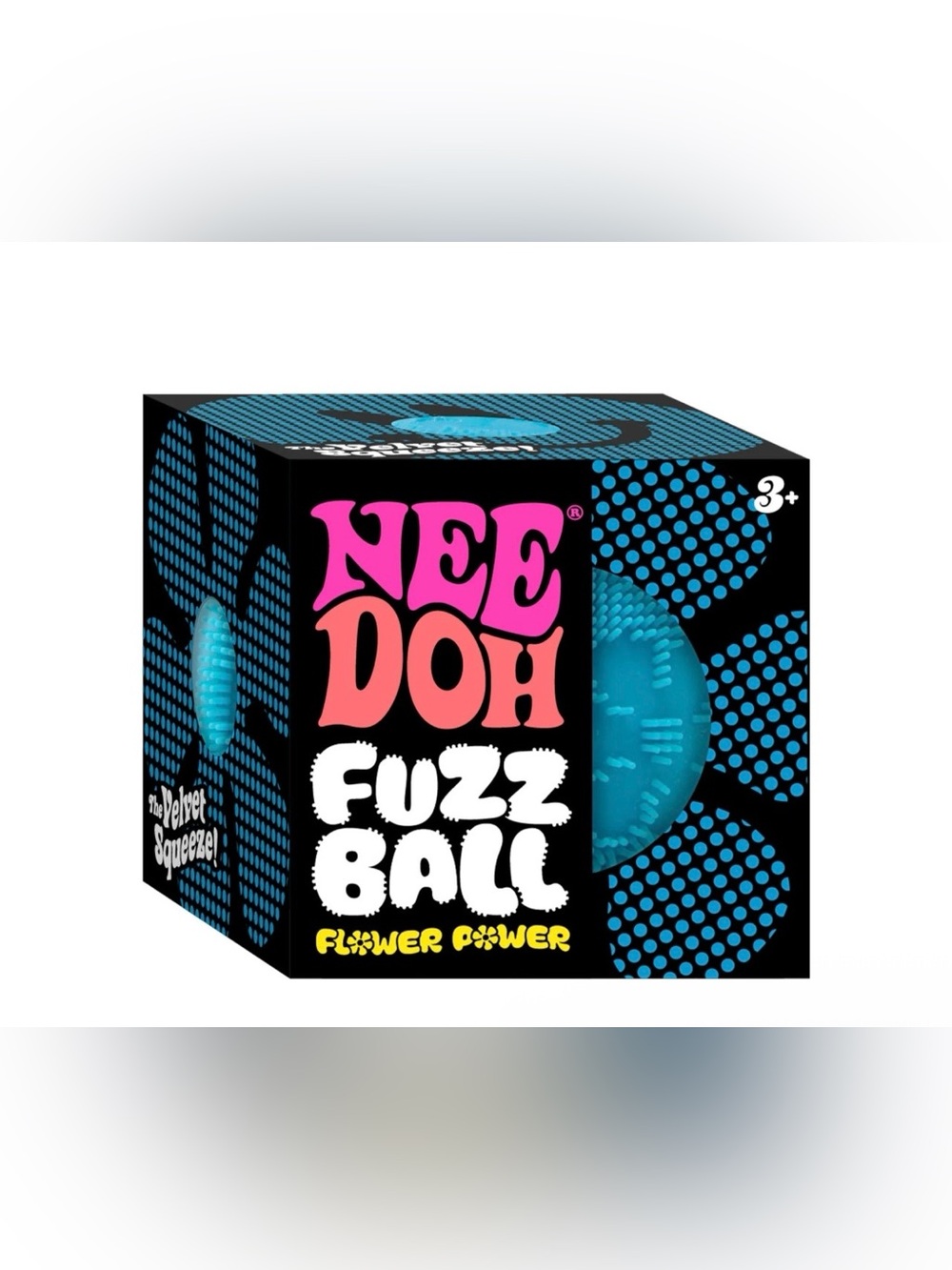 Needoh Blue Fuzz Ball - Flower Power Sensory Squishy Fidget Toy